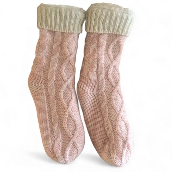 Jane and Bleecker Ballet Pink Fleece Lined Slipper Socks  Size 9-10 EUC - Picture 10 of 10